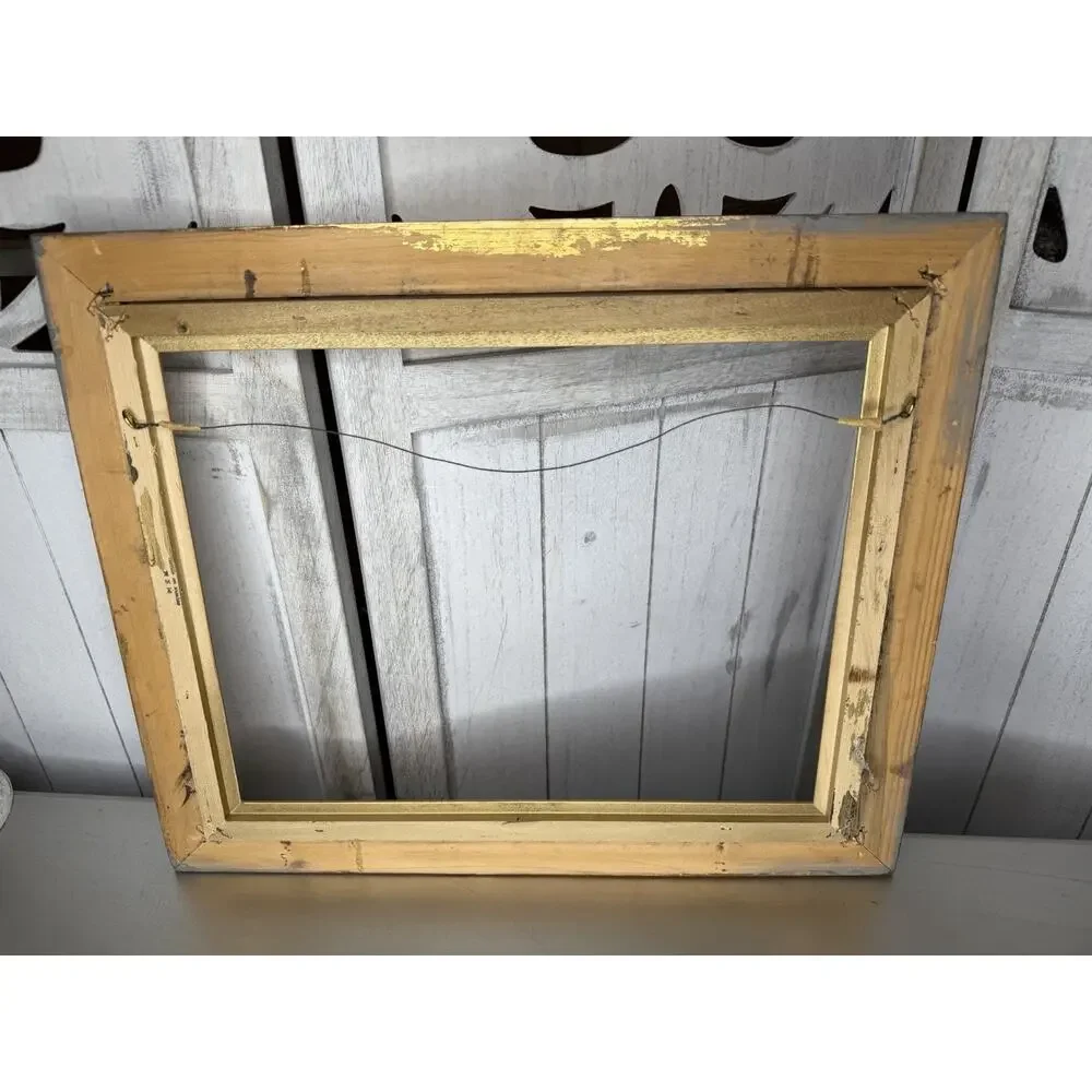 Vintage Gold Solid Wood Picture Frame Made In Mexico Victorian 17inx14.5in